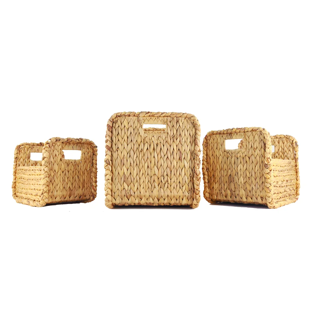 Sustainable Rectangular Water Hyacinth Storage Baskets With Iron Frame ...