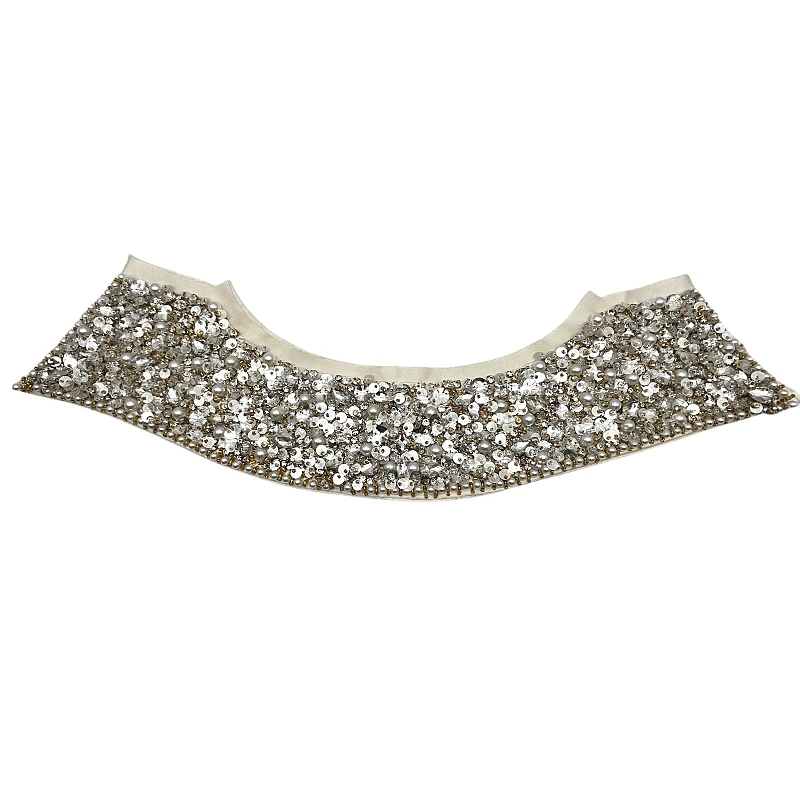 Высококачественный воротник с вышитыми вручную блестками и искусственным жемчугом