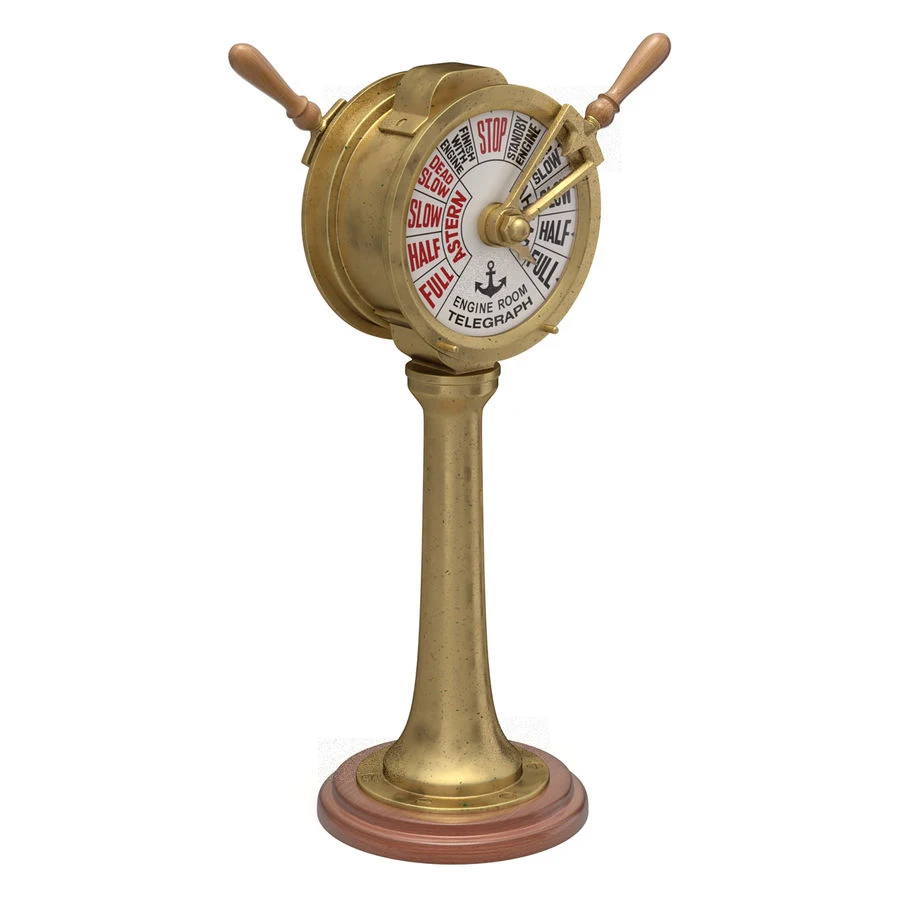 High Quality Vintage Style Antique Brass Ship Wheel Telegraph 3d Model