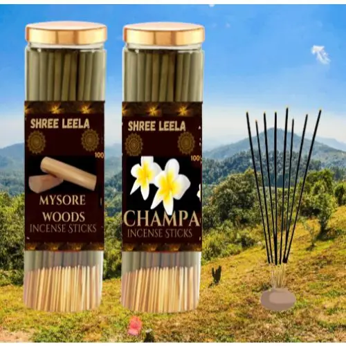 Shree Leela Agarbatti For Pooja Mysore Woods & Champa Pack Of 2 Natural