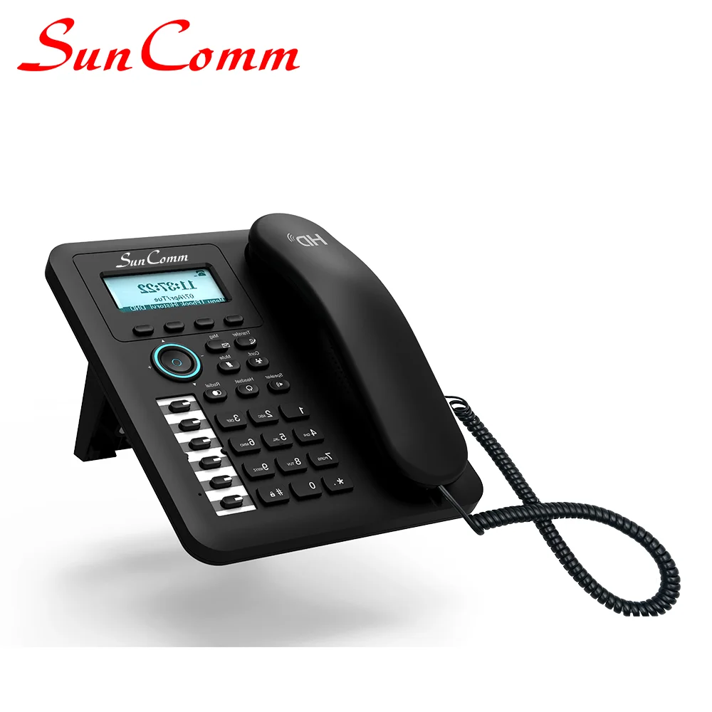 SunComm SC-9072-PE low cost IP Phone for enterprise hotel office with 2 SIP PoE HD voice