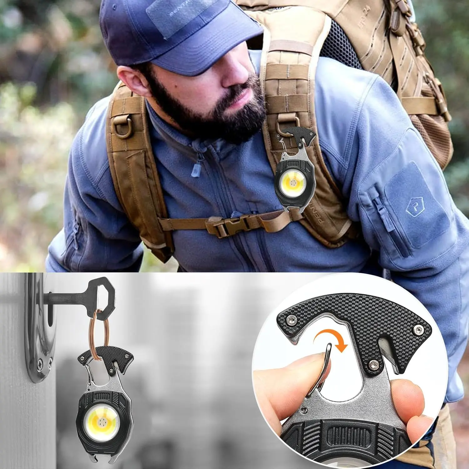 Lampe torche COB rechargeable par USB Lumos Pro, 1600 lumens, support pliable, ouvre-bouteille, base magnétique, lampe de camping en plein air