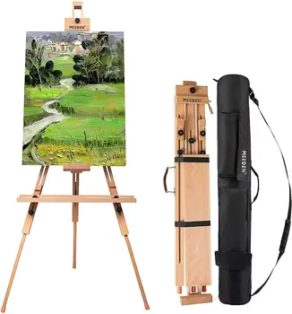 Exerz Draagbare Houten Ezel - Kunstenaar Outdoor Beukenhouten Canvas Standaard - Opvouwbaar Statief Tot 191cm - Storefront Sign Ezel - Schetsen Schilderstandaard