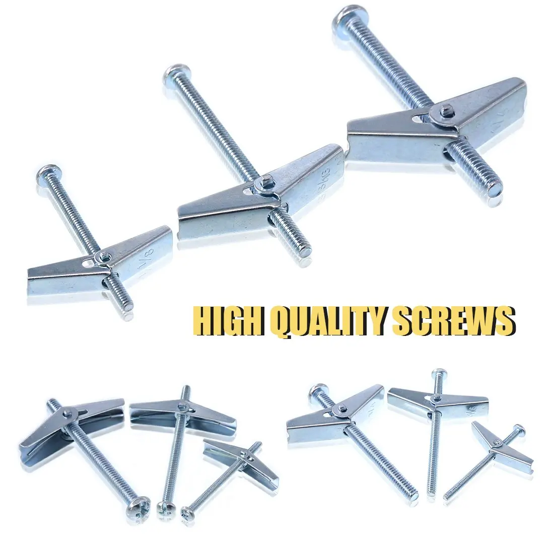 Assorted Toggle Bolt and Wing Nut Kit  Heavy Duty Fasteners for Drywall, Ceilings, and Walls (1/8, 3/16, 1/4 Inch)