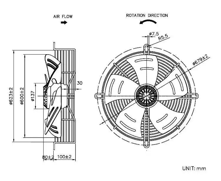 External Rotor Motor, AF600150-B, 220V, 600*150mm, Cast - detail 2