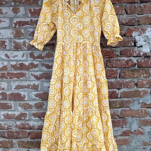 Hand Block Printed Cotton Maxi Dress Floral Handmade Summer Autumn Winter Spring Season Nonwoven Solid Pattern