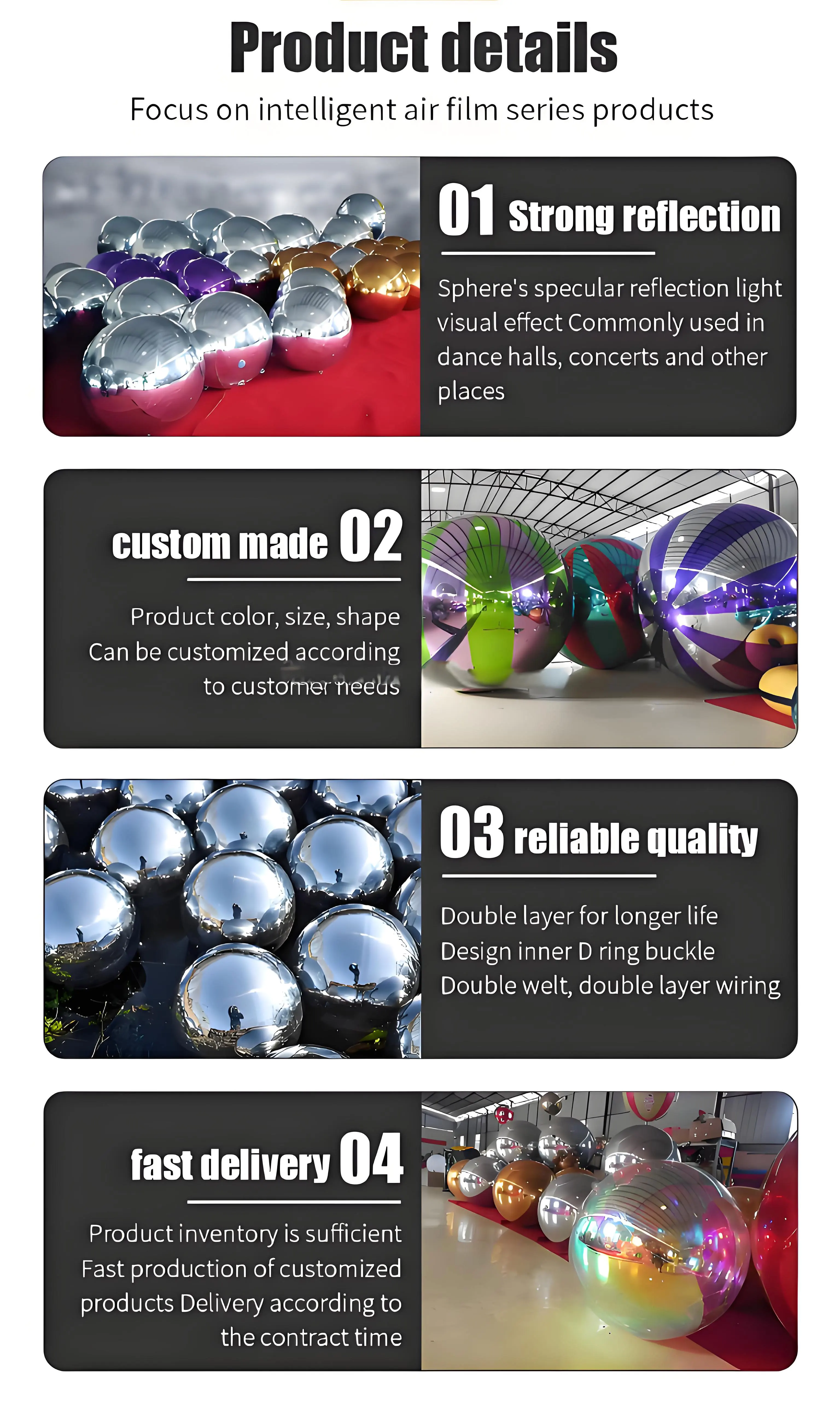 Colorful Pvc Big Shiny Balls Inflatable Reflective Mirror Sphere for ...