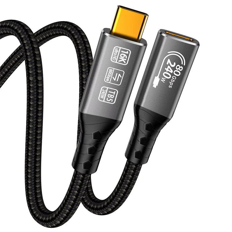 USB C Thunderbolt 5 240W Smart Extension Cable 1m - 80gbps Data USB C Thunderbolt 5 240W Smart Extension Cable 1m - 80gbps Data