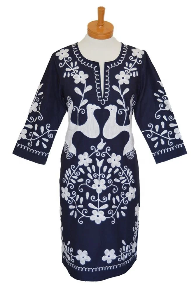 Latest 2025 Elegant Vintage Flora Boho Style Peasant Dress for Mature  Mexican Women Embroidered Neckline Lace Straight| Alibaba.com
