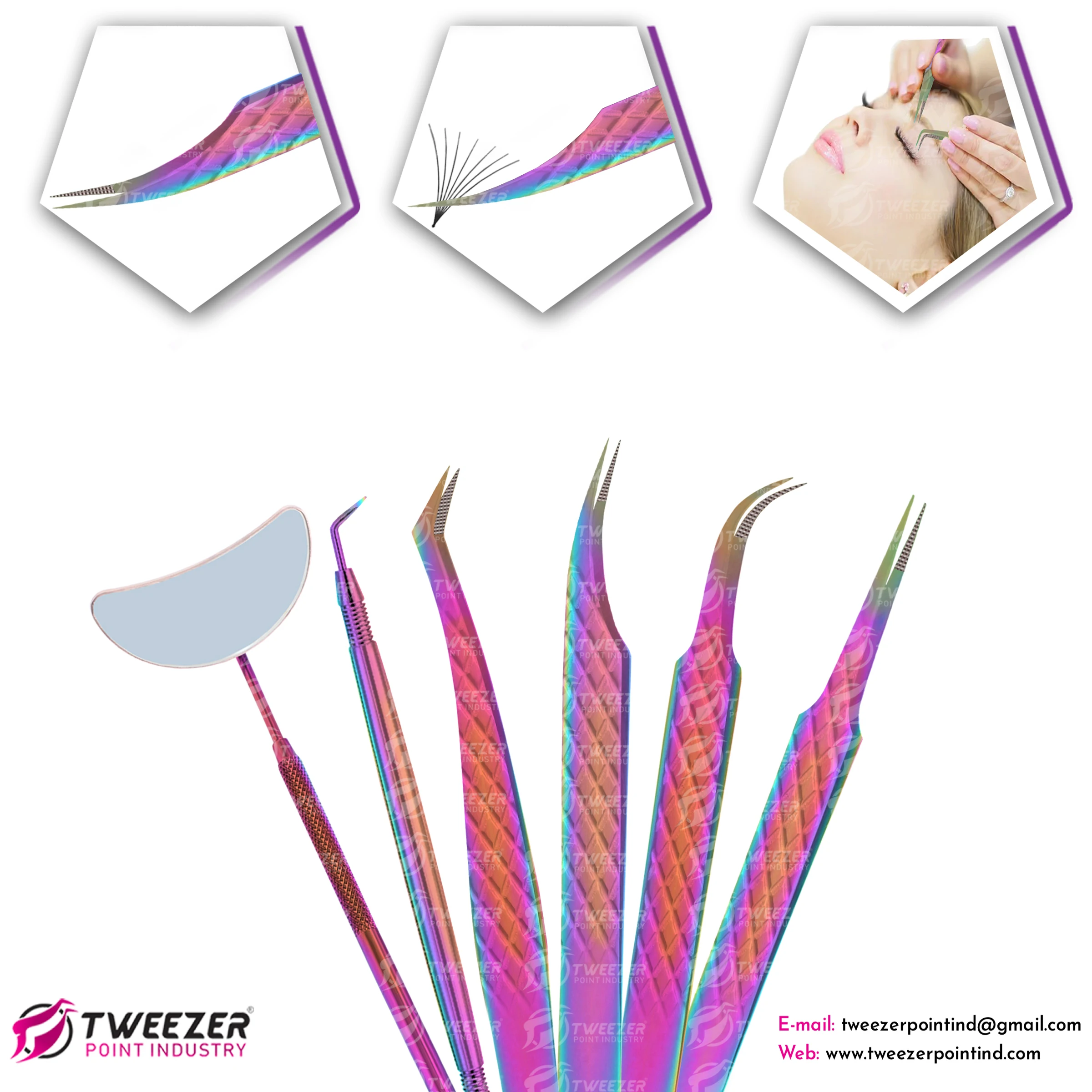 Diamond Grip Dusted Tip Lash Tweezers Isolation Eyelash Extension
