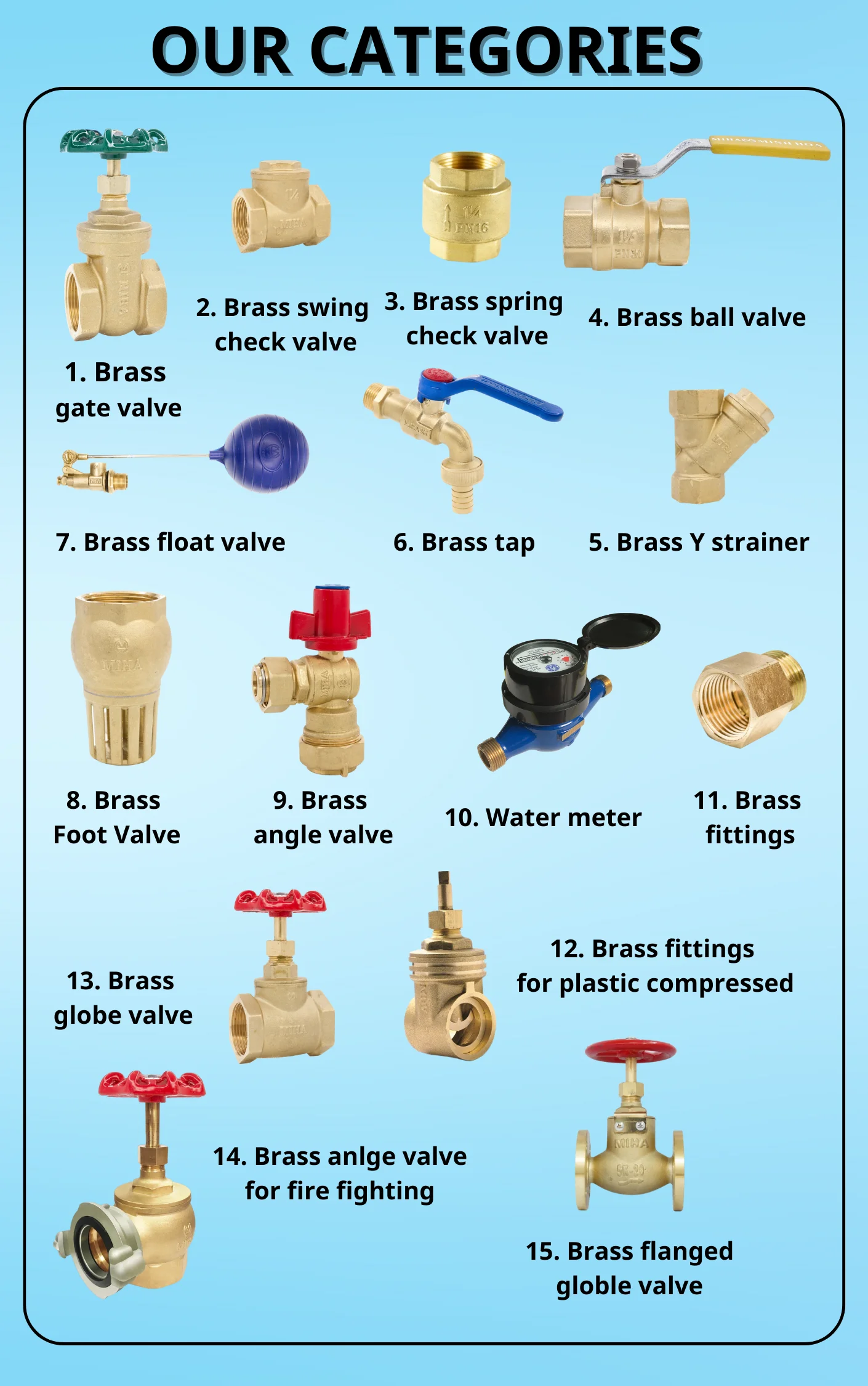 High Quality Brass Spring Check Valve Mbv Brand Pn 10 Manufactured In