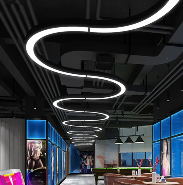 ECOJAS Professional Customize Office Round Circle Gym Hairdressing Clothing Store Pendant Lamp Indoor Lighting Led Chandelier