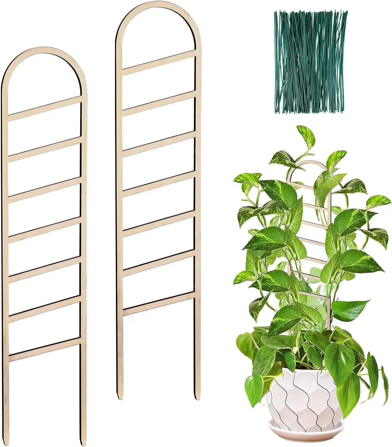 Wooden Trellis for Climbing Plants - Indoor Plant Support for Potted Plants,  Moisture-Proof Layer for Home Garden Use