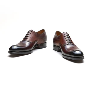 Factory Direct Goodyear Welted Handmade Leathers Oxford Shoes Brown Formal Leather Mens Brown Dress Shoes