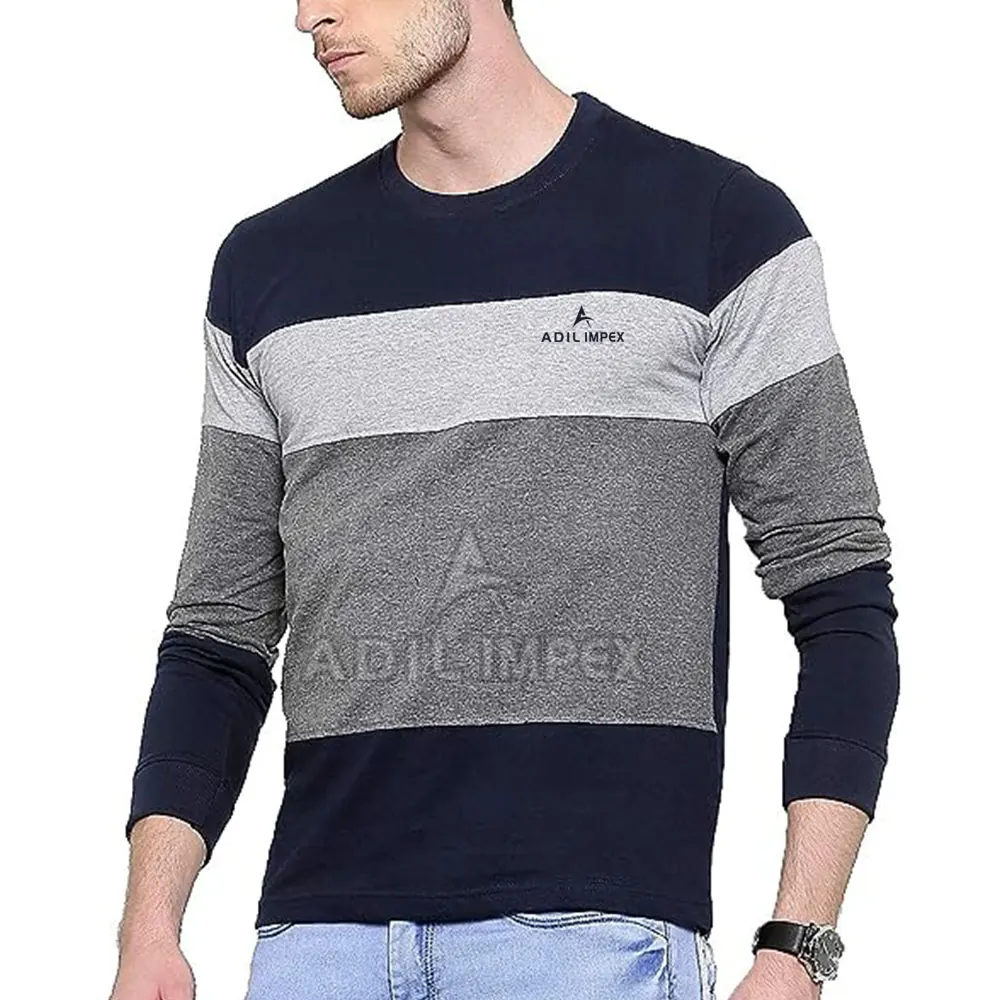 Cotton Polyester Made Men Full Sleeves T Shirts Low Price Plain Dyed