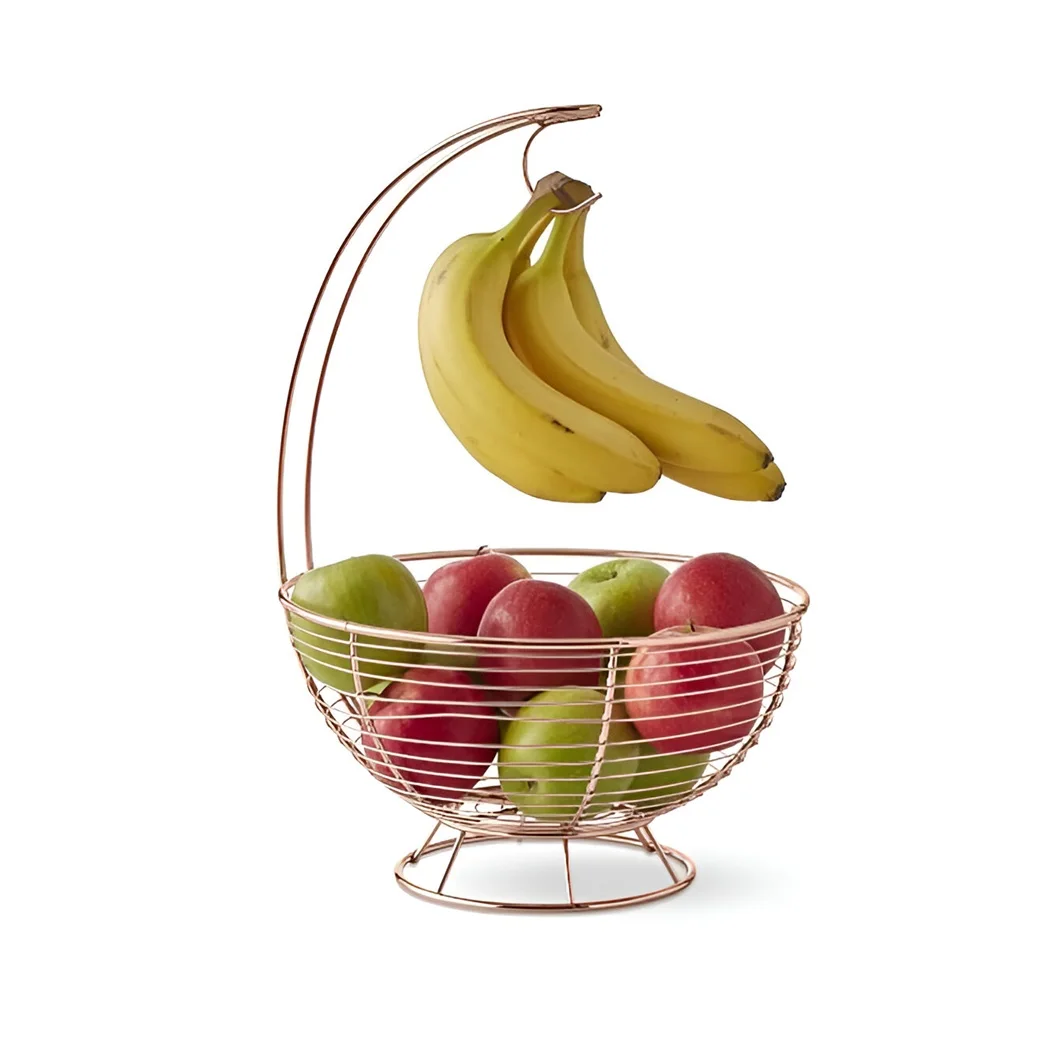 Modern Kitchen Fruit Bowl Wire Basket Shinny Steel Storage Food ...