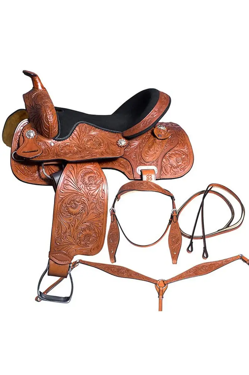 Premium Quality Western Leather Horse Saddle With Matching Horse Tack