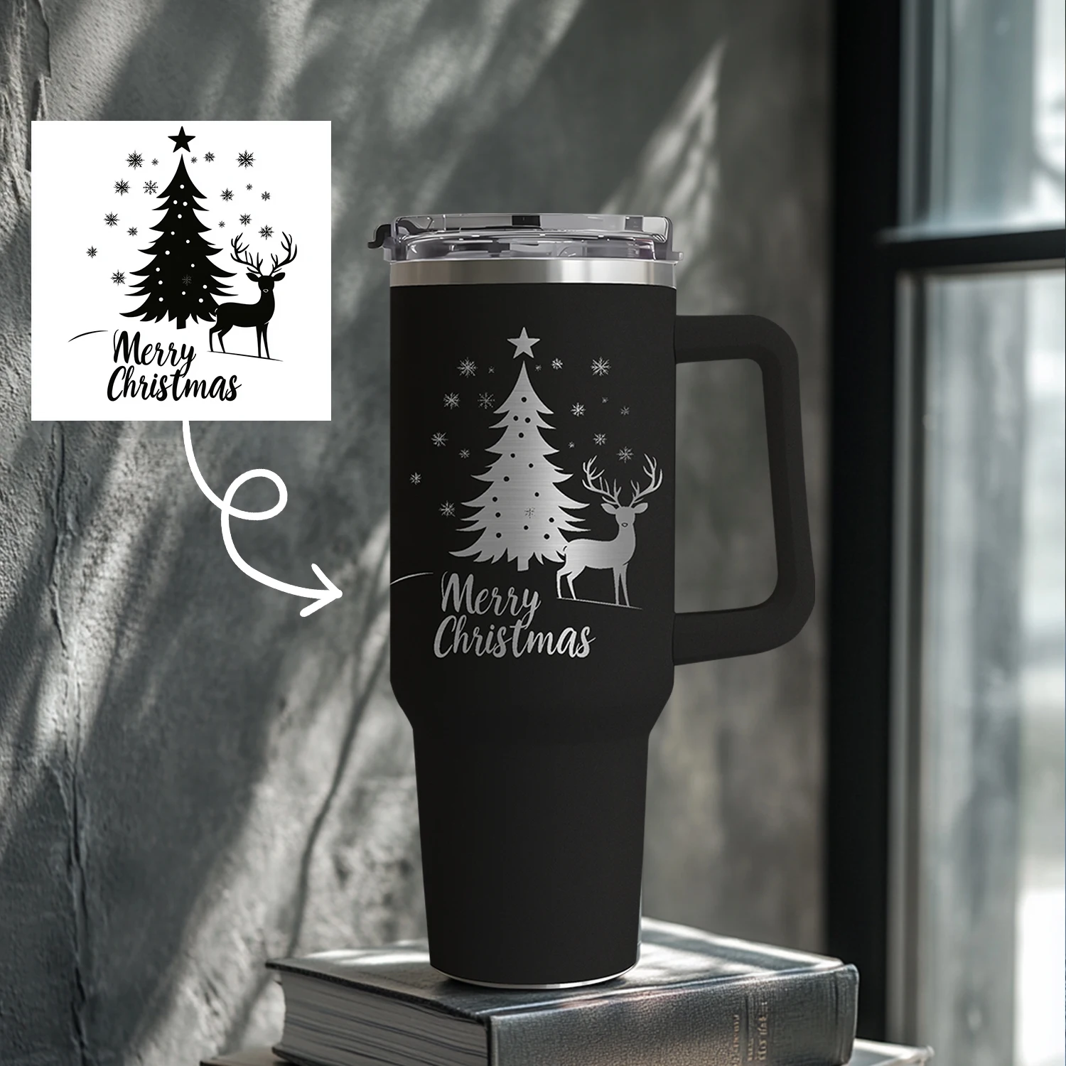 Customised 40oz Tumbler With Handle Laser Engraved Steel Cup_voghion.com