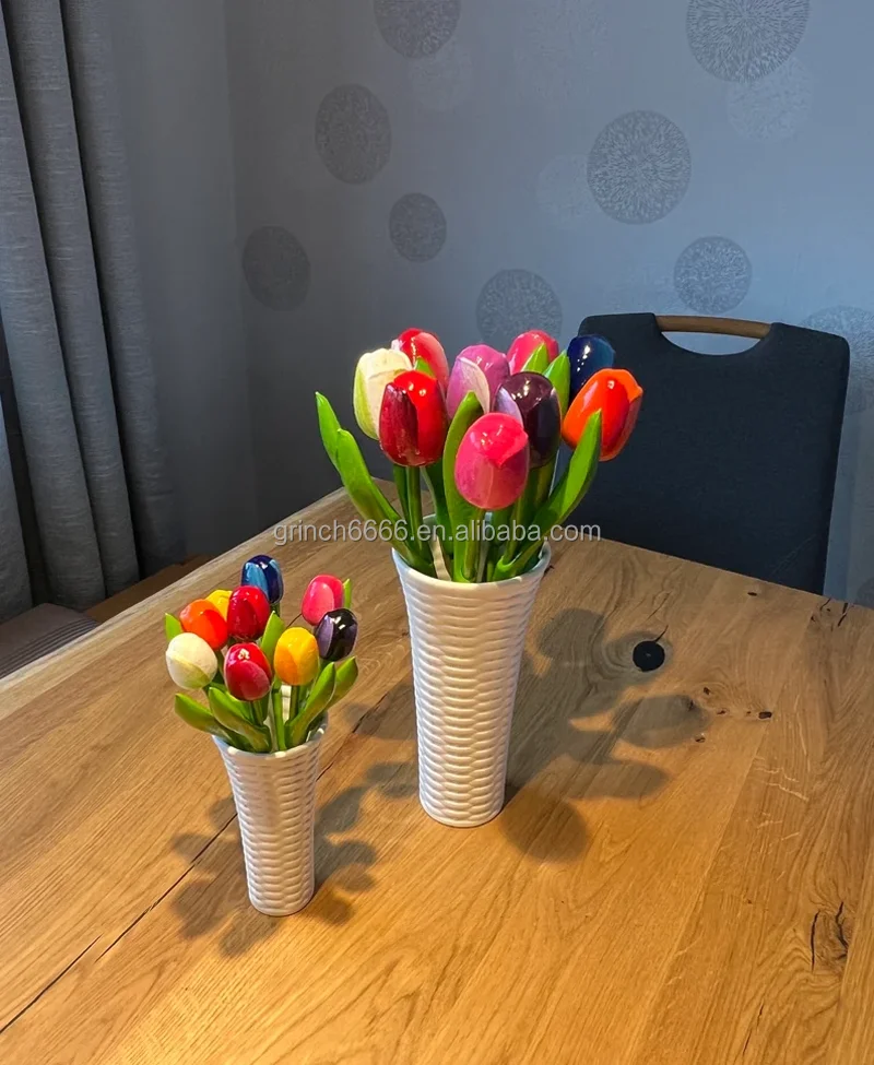 オランダ製ウッドチューリップ 色とりどりの花束 手作りテーブル装飾
