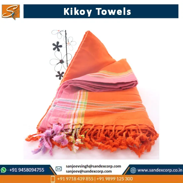 Latest New Design Turkish Kikoy Towel with Terry Fabric 100% OEM Beach Towel for Wholesale in India