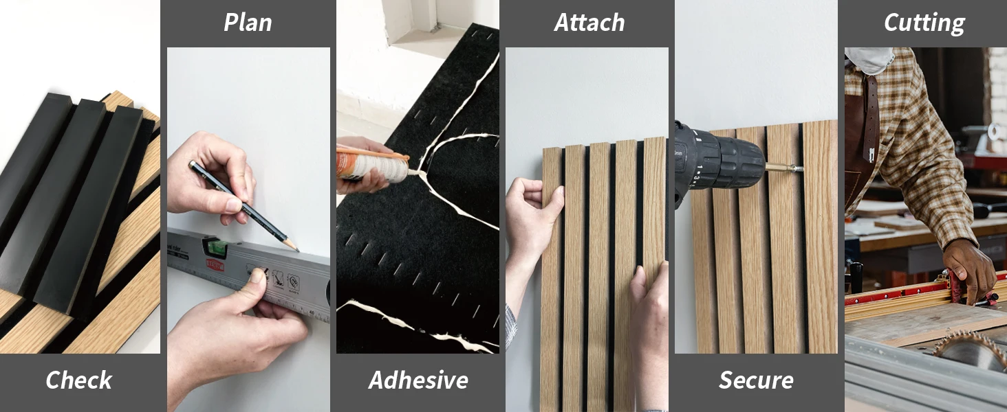 Factory Large Acoustic Slat Wood Panels for Interior Ceiling Wall Decor Soundproof Noise Reduction for Living Room and Bedroom manufacture