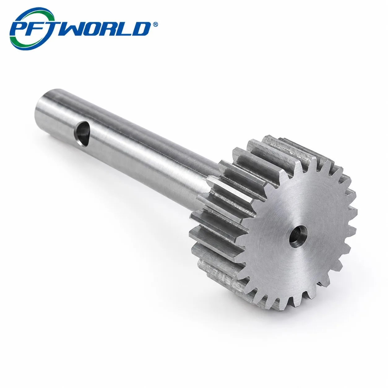 PFTWORLD CNC machined precision steel gear shaft with keyway