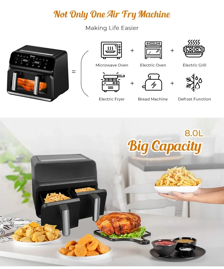 High Quality 8l Oven Big Capacity Dual Zone Large Pan Custom Electric