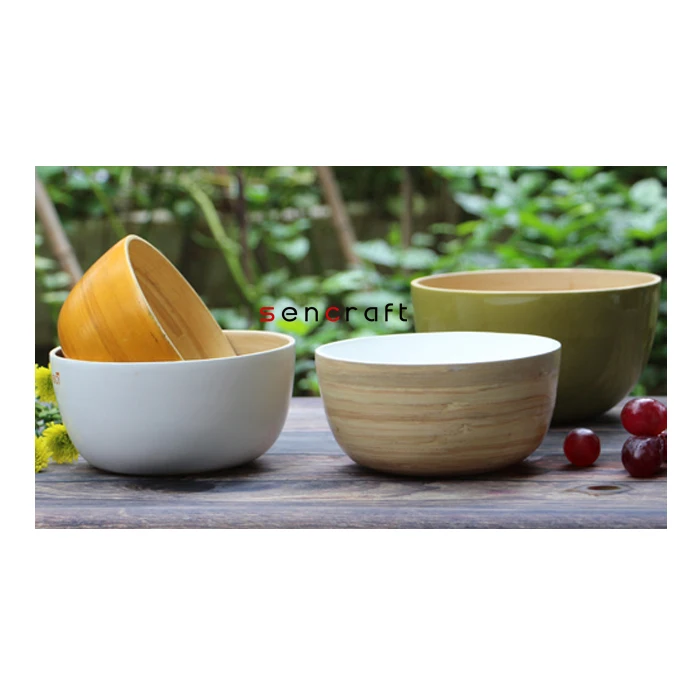 Bamboo Lacquer Salad Bowls,Handicraft Coiled Bamboo; Handmade Spun