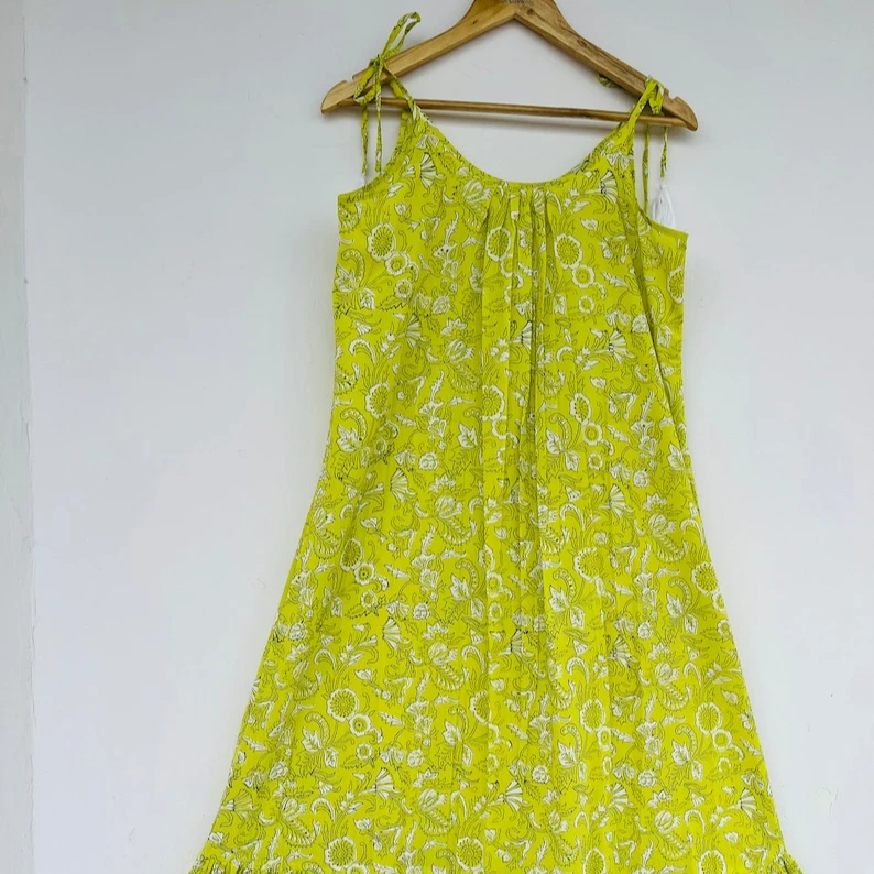 Modern Indian Screen Print Summer Dress for Ladies Stylish Western Ethnic Voile Soft Cotton Outfit Buttoned Evening Casual Dress
