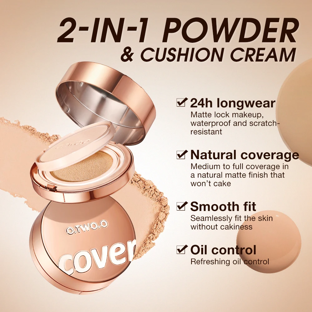 2-in-1 BB Cushion Setting Powder Full Coverage Foundation for Face Makeup Distributor for Cosmetics