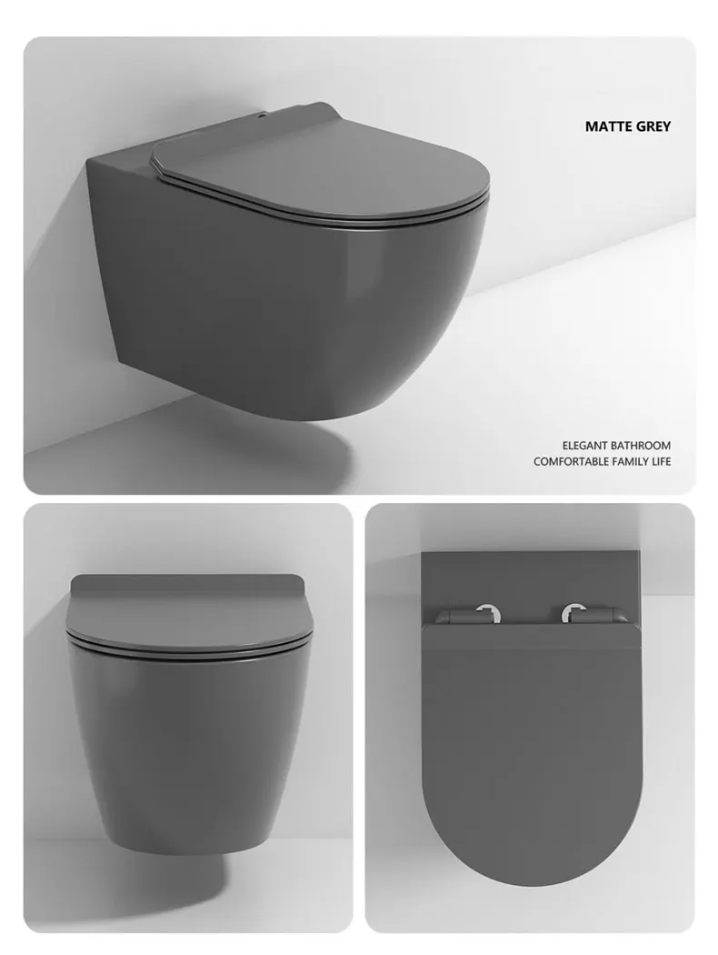 Inodoro Modern European Wc Suspendu Hanging Mounted Water Closet Matt Black Grey White Ceramic