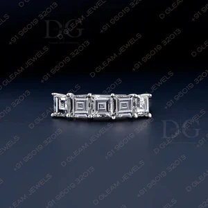 IGI Certified 0.40CT Carre Cut Lab Grown Diamond Eternity Band Half Eternity Engagement Wedding Band 5 Stones for Anniversary