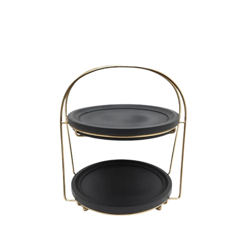 Mango Wood Latest Design 2 Tier Round Cake Stand With Folding Natural Colour Modern Style Tray for Event & Table Top Decoration
