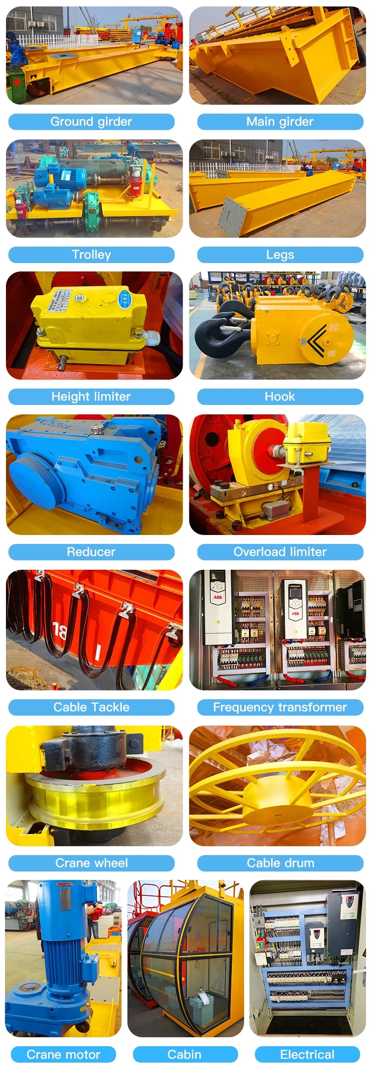 Granite and Marble Stone Hoisting Used Electric Winch Trolley Door Crane Box Type Double Girder Gantry Crane