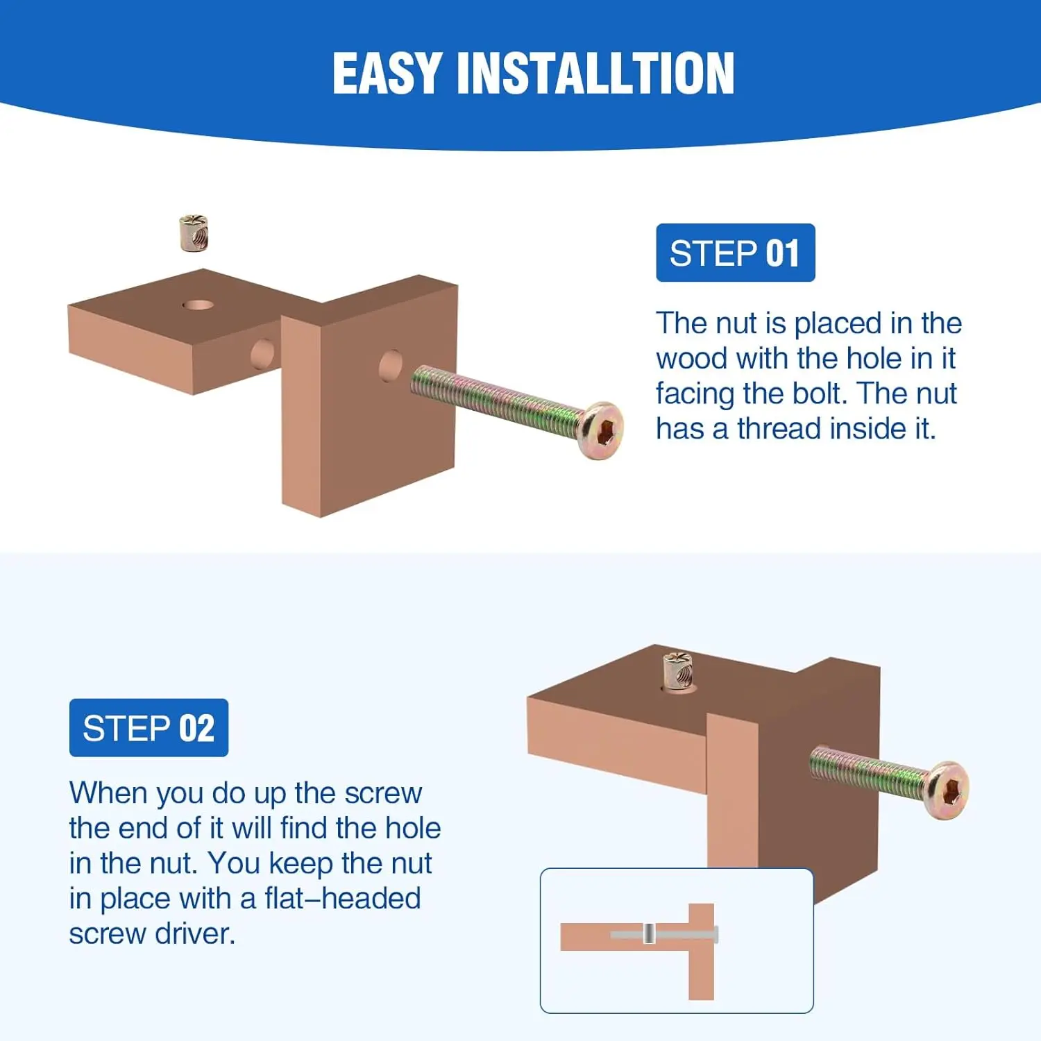 Hardware Replacement Kit Baby Bed Frame Bolts Barrel Nuts Wooden Dowel Pins Hex Drive Socket Cap Screws Kit for Beds Chairs