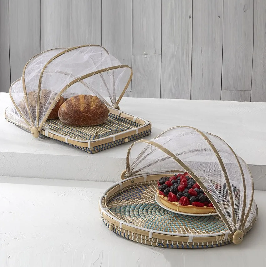 Handmade Food Tray With Mesh Net Cover 