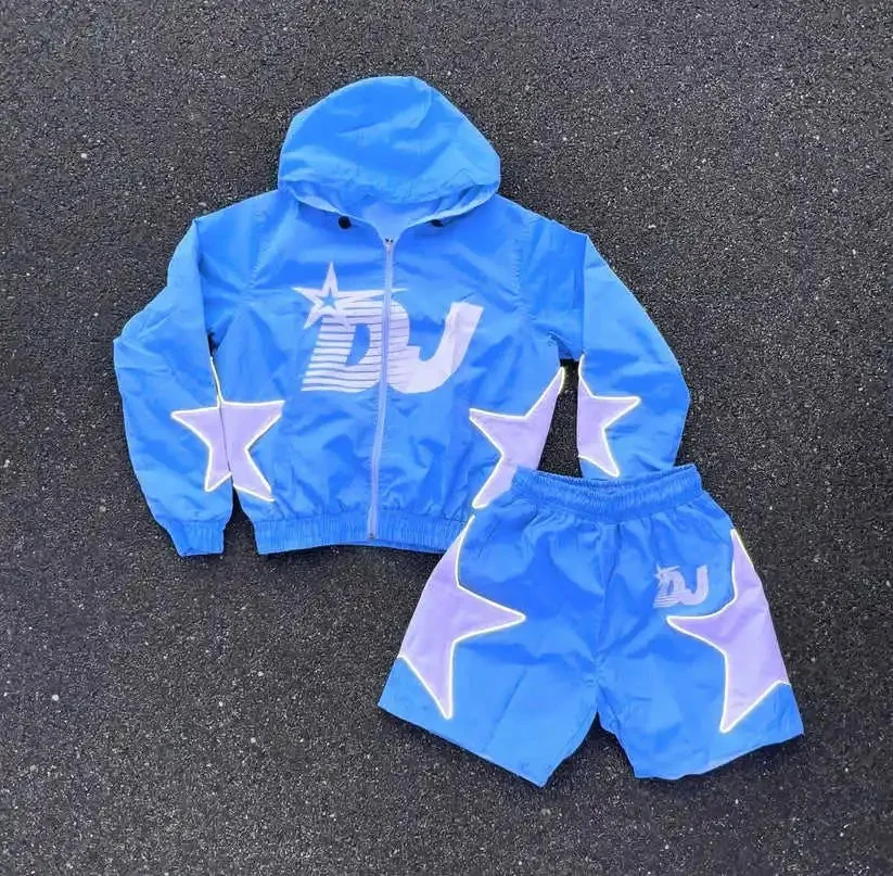 2025 Men's Two Piece Custom Sets Windbreaker Shorts and Jacket