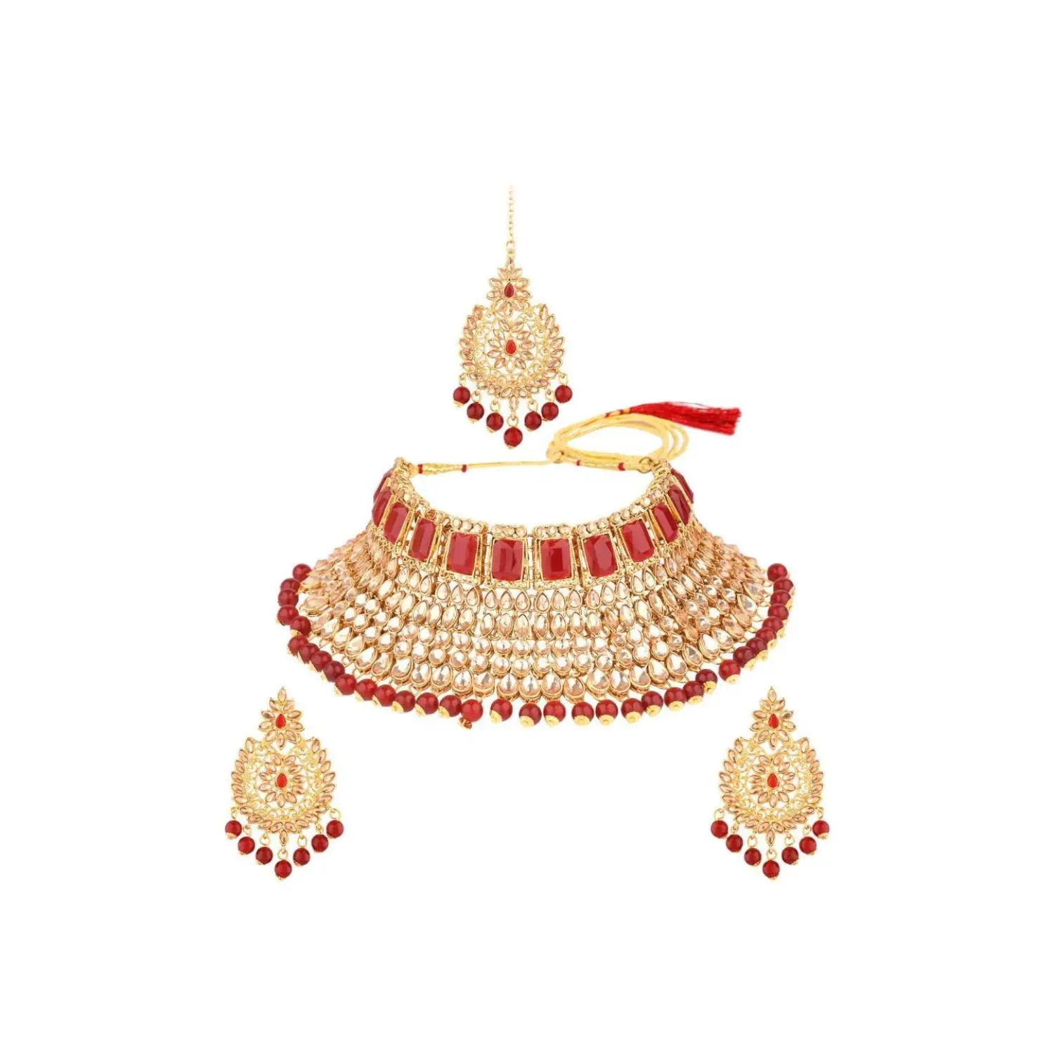 Indian Bridal Jewelry Earrings with Maang Tikka Set