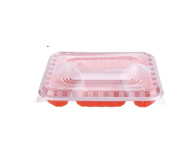 (LXD-05)equal disposable four-compartment box with OPS lid takeaway box
