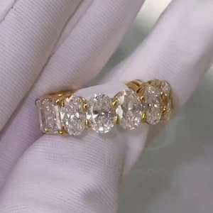 Oval Cut or Radiant Cut Lab Grown Diamond Wedding Band, Full Eternity Diamond Band, Wedding Gift, Anniversary Gift, Band Gift