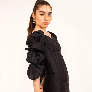 New Arrival Little Black Pleated Bodycon Dress New Arrival Trending Design Women One Piece Dress for Summer Available Big Size