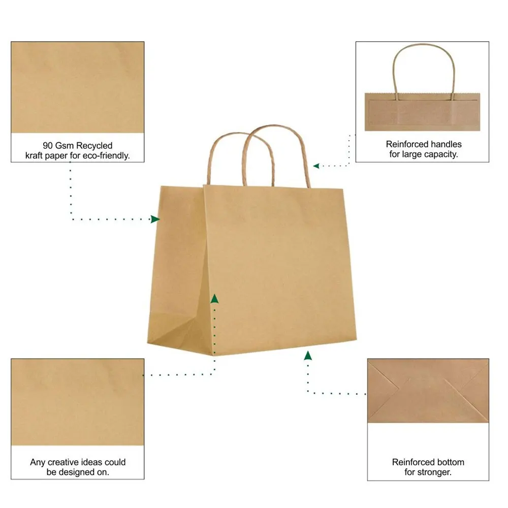 Custom Printed Reusable Shopping Bag Make Your Own Logo Design Kraft ...