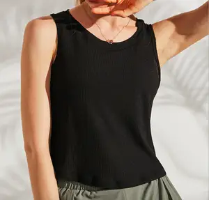 Quick Dry Performance Wear Yoga Rib Tank Tops Fitness Running Sports Crop Top Gym tank Top