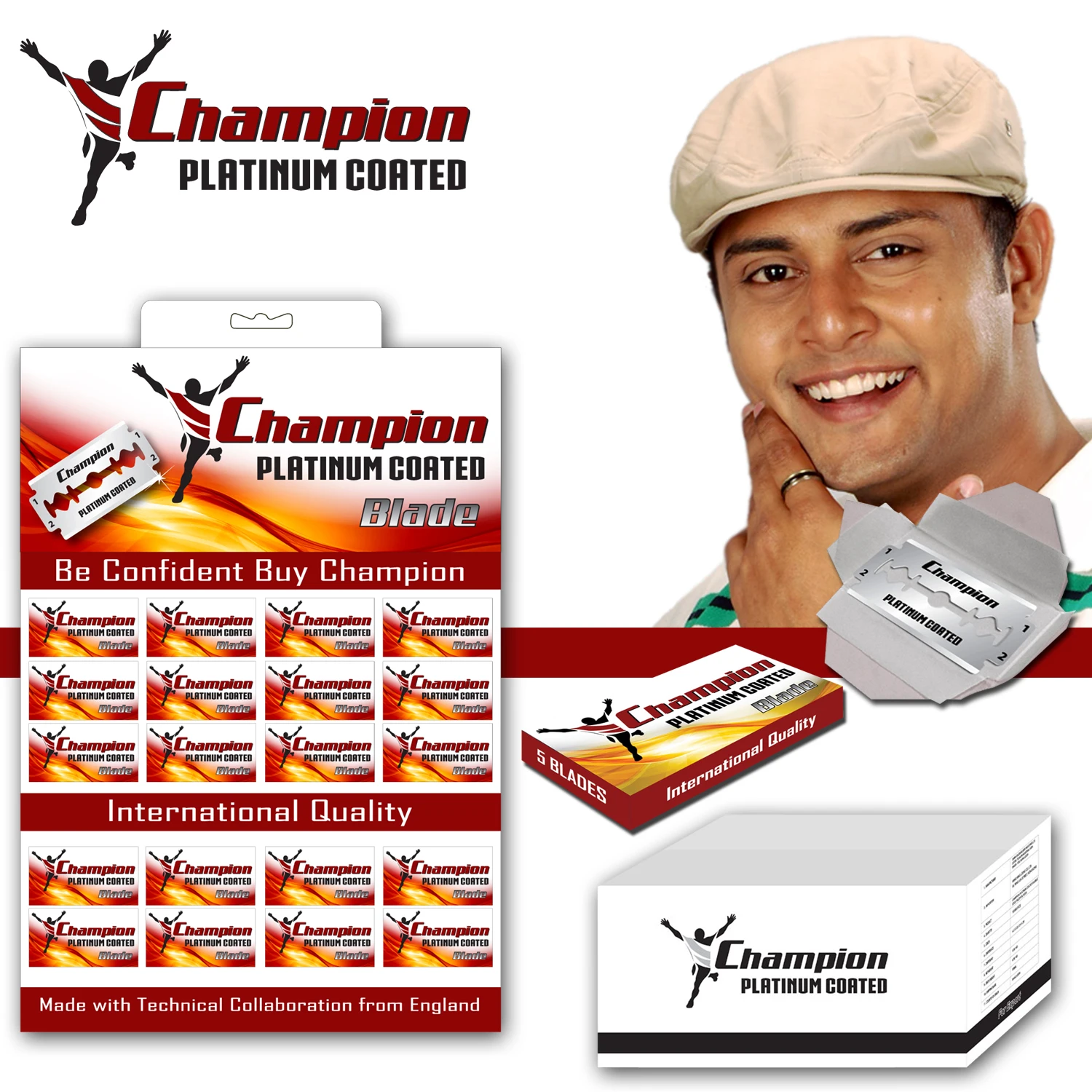 CHAMPION PLATINUM COATED Double Edge Safety Razor Blade