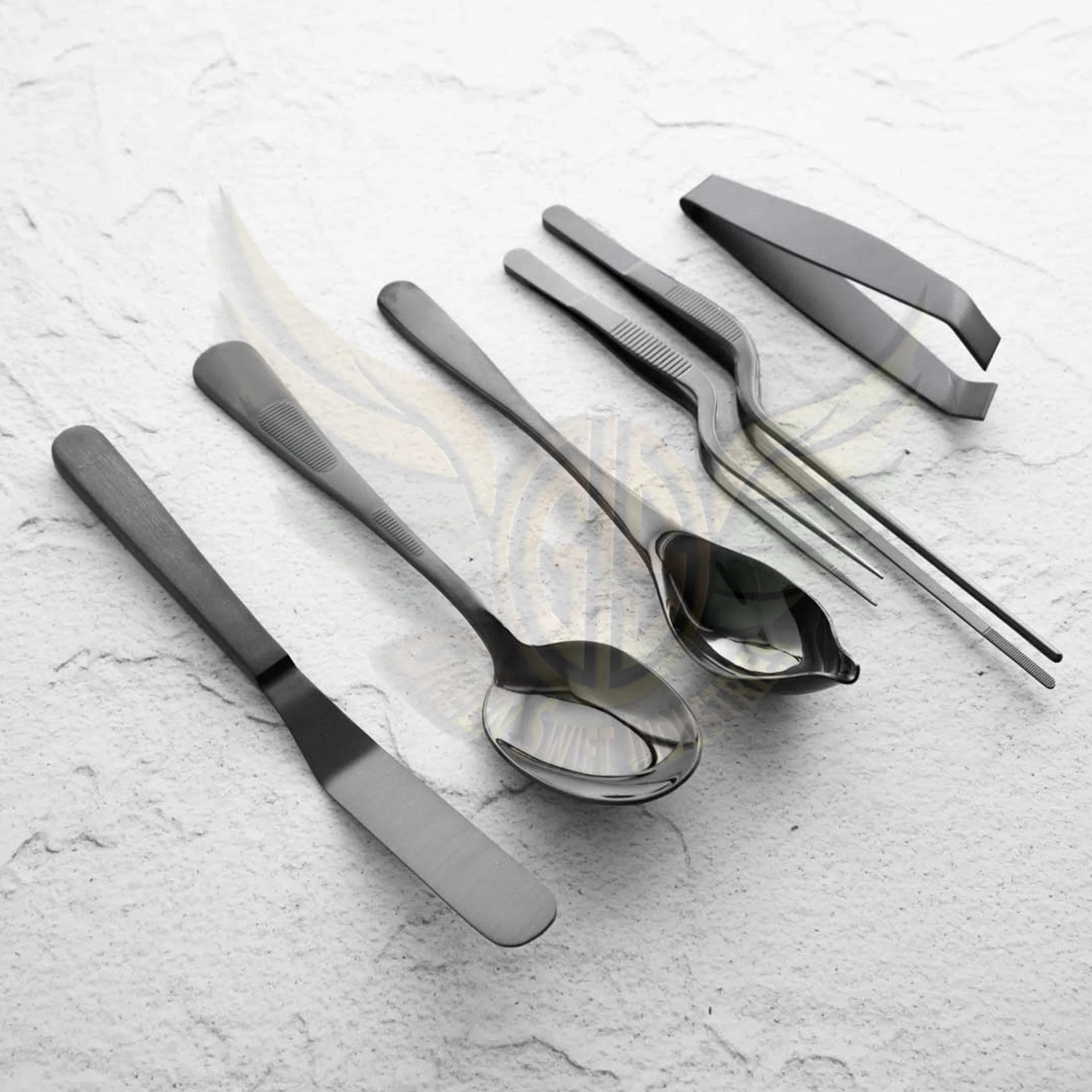 Chef Plating TWEEZERS Tongs Serving Spoon tasting Spoon Stainless Steel  Offset