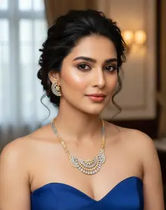 Beautiful American Diamond Pearl Necklace Set