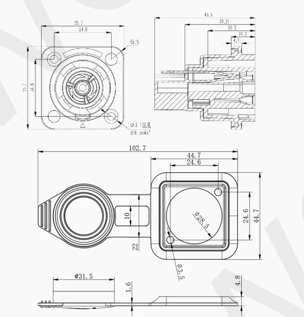 IP65 Outdoor PowerCon True1 Connector 3 Pin Female Chassis Socket with Waterproof Cable PC Housing Material Male Female Socket
