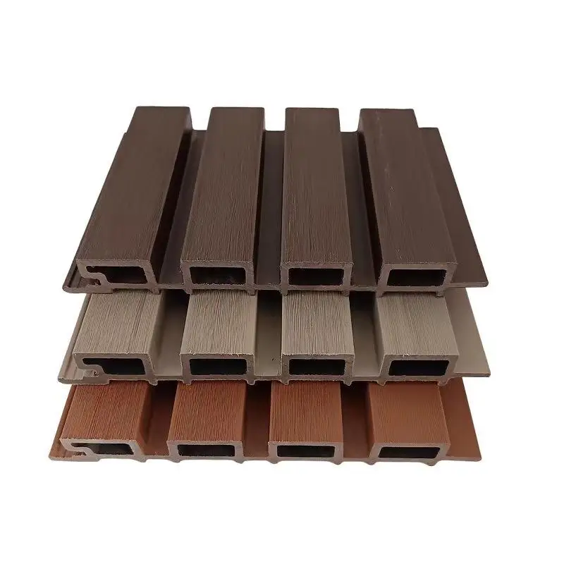 Melinco Outdoor WPC Co-extrusion Panlabas na Kahoy na Panel 3D Fluted Wall Slat Waterproof na May Buto ng Kahoy