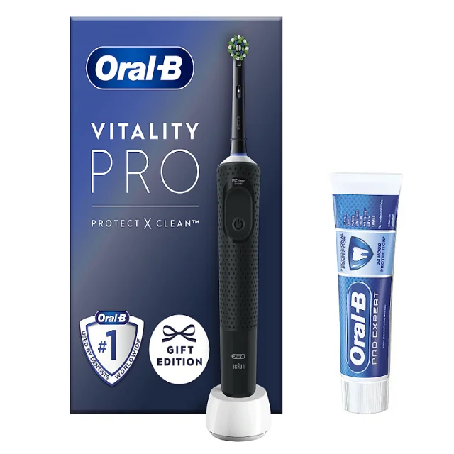 Oral-b Pro 1000 Electric Toothbrush & Toothpaste,Black & White,Twin ...