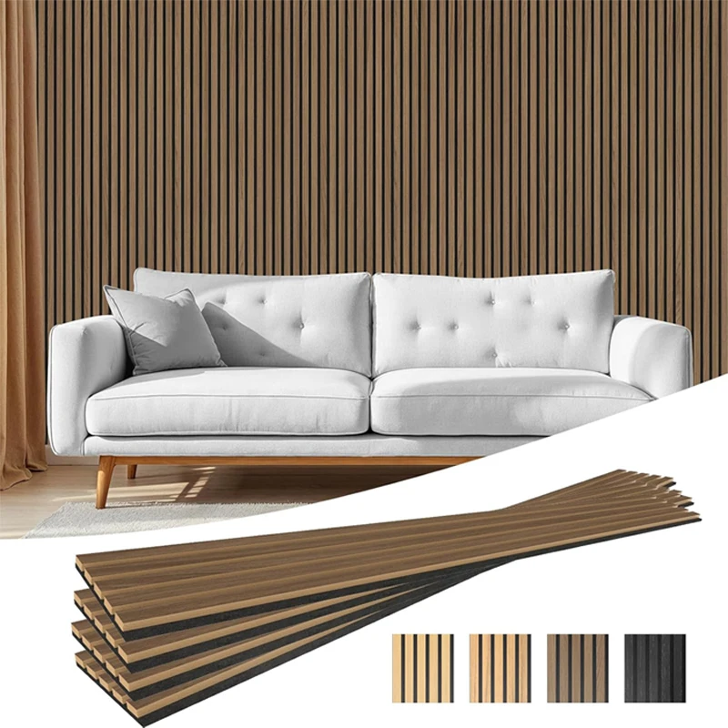 New Arrivals Modern Walnut Acoustic Slat MDF Panels 3D Fluted Soundproof Wall Panel for Home Hotels & Apartments